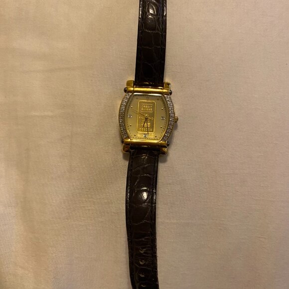 Croton Swiss 23 K Gold Plated Credit Suisse Gold Ingot Watch. 1 gram Ingot - Picture 5 of 10